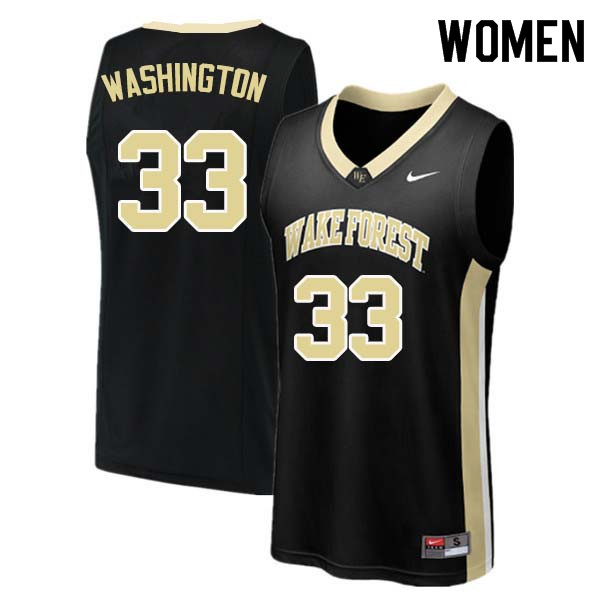 Women #33 Rich Washington Wake Forest Demon Deacons College Basketball Jerseys Sale-Black